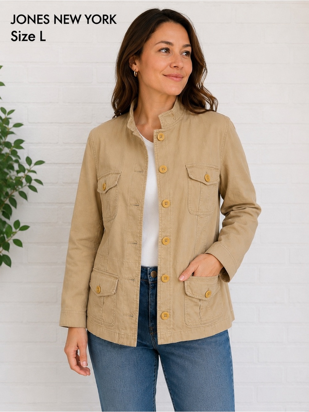 JONES NEW YORK Sport Women's Tan Button-Up Jacket/size L